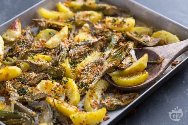 Carciofi e patate gratinati
