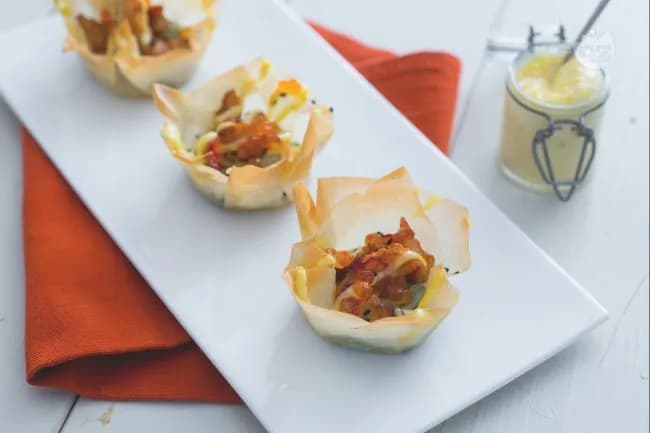 Cestini con gamberi e avocado