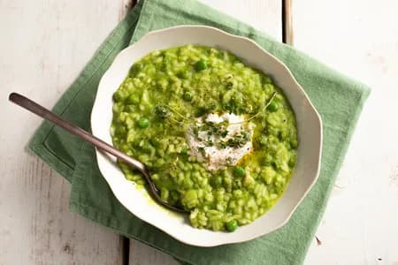Riso e piselli cremoso con ricotta e