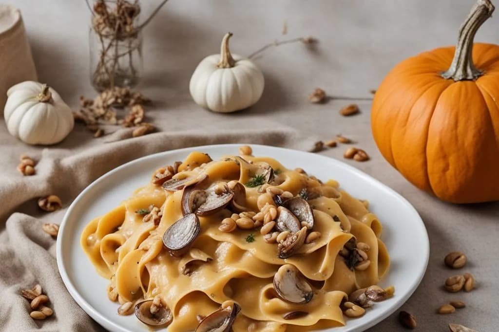 Pasta fresca alla zucca e funghi