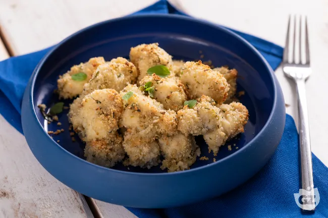 Bocconcini di rana pescatrice in crosta di mandorle
