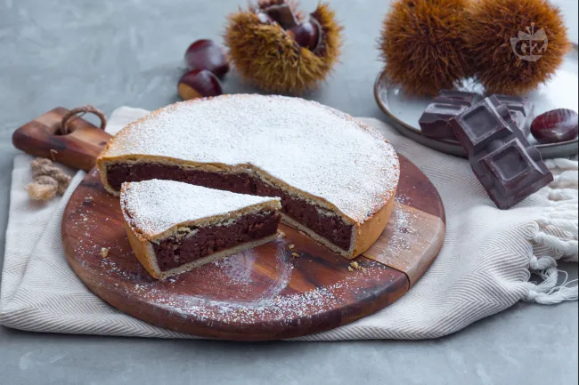 Crostata di castagne e cioccolato