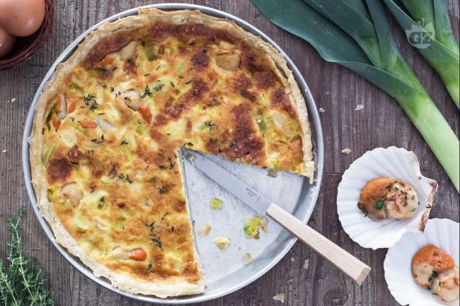 Quiche con capesante e porri