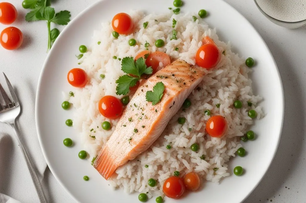 Riso al vapore con filetti di trota