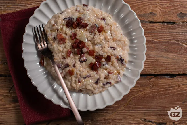 Risotto con radicchio e speck