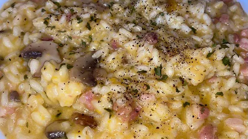 Risotto con zucca e funghi