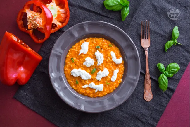 Risotto cremoso peperoni burrata