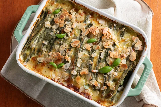 Sformato di fagiolini, patate e stracchino